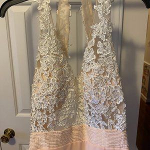 White lace and pink formal